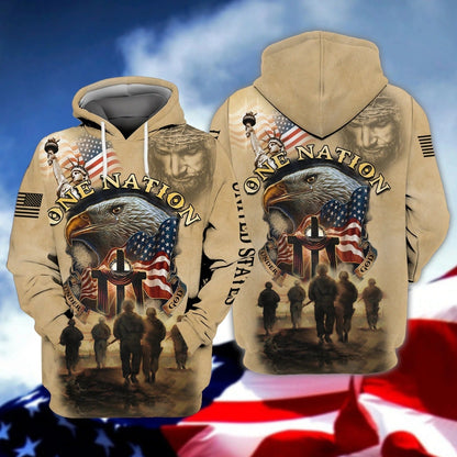 One Nation Under God 3D Tee Shirt, Veteran American Patriotic Full Print Shirt Hoodie, Independence Day 3D Hawaiian Shirts TO0222