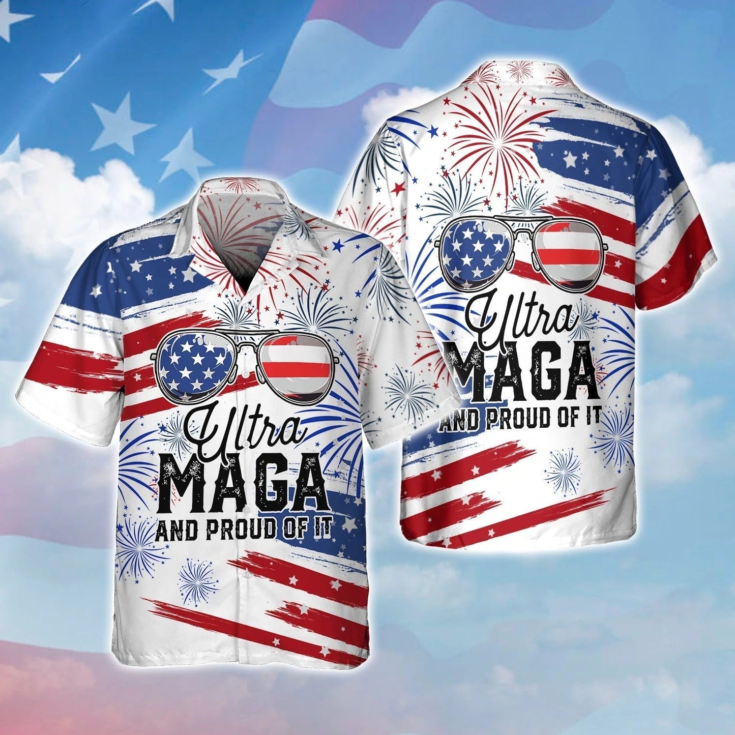 Short Sleeve Hawaiian Shirt For Independence Day, Ultra Maga And Proud Of It, USA Happy 4Th Of July Hawaii Shirt HO5020