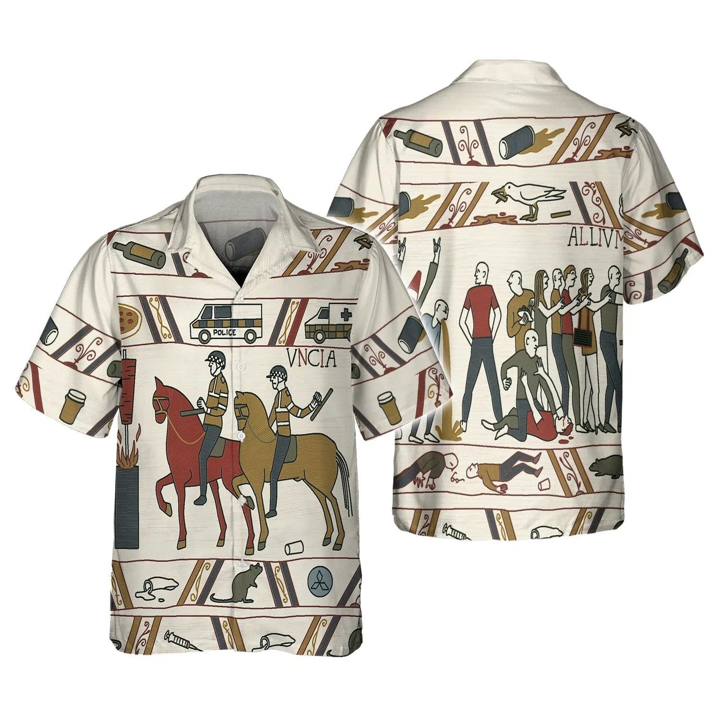 Bayeux Kicking Out Time 3D All Over Print Shirt Men Women, Cute Police Hoodie Hawaiian Shirt TO2753