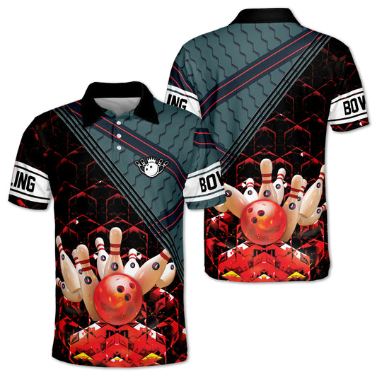 Custom Honeycomb Bowling Polo Shirt For Men, Custom Bowling Shirt BZ0106