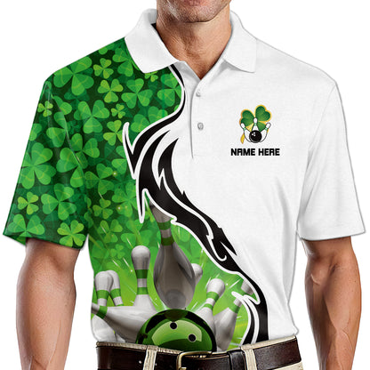 Custom St Patrick's Day Bowling Polo Shirts For Men, Custom Team Irish Bowling Shirt BM0307