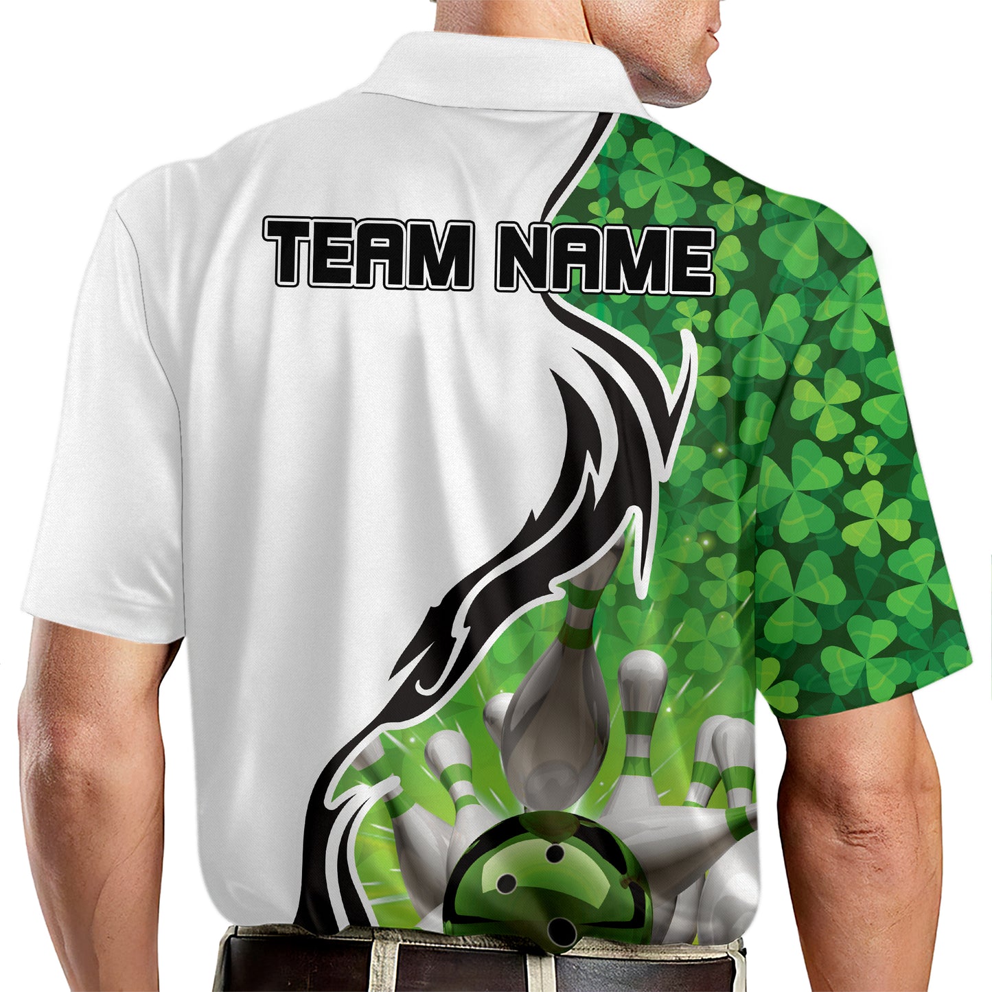 Custom St Patrick's Day Bowling Polo Shirts For Men, Custom Team Irish Bowling Shirt BM0307