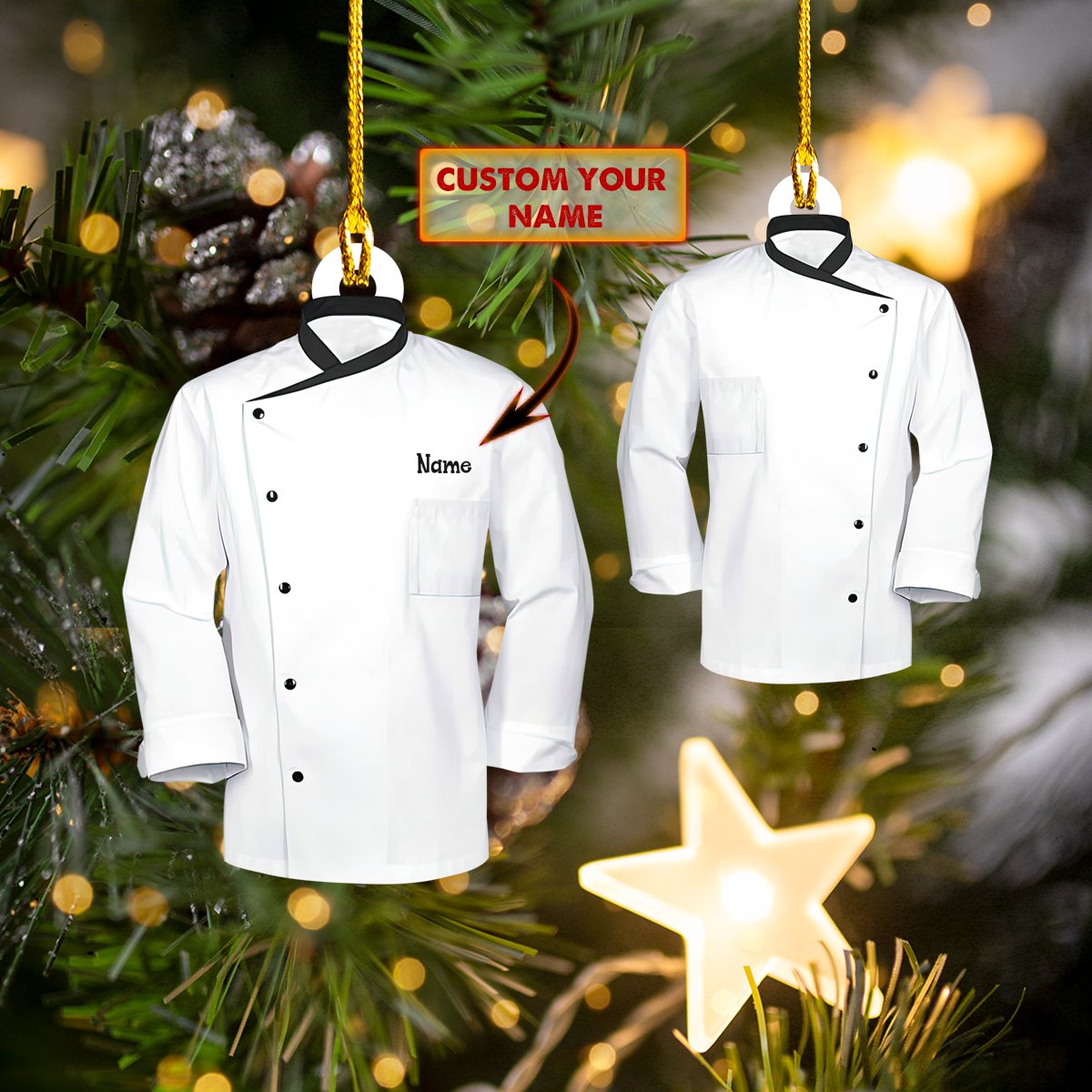 Custom Shaped Chef Uniform Ornament, Personalized Name Uniform for Master Chef Ornament OO1671