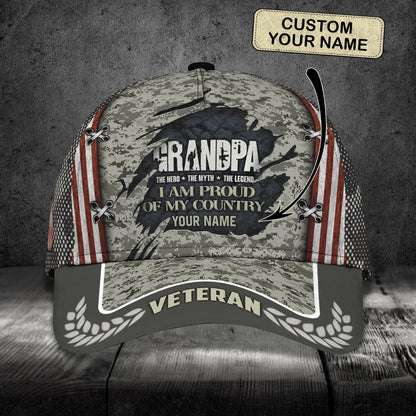 3D Classic Cap Grandpa Veteran Personalized Name Cap Nama496 Tendpins CA1532