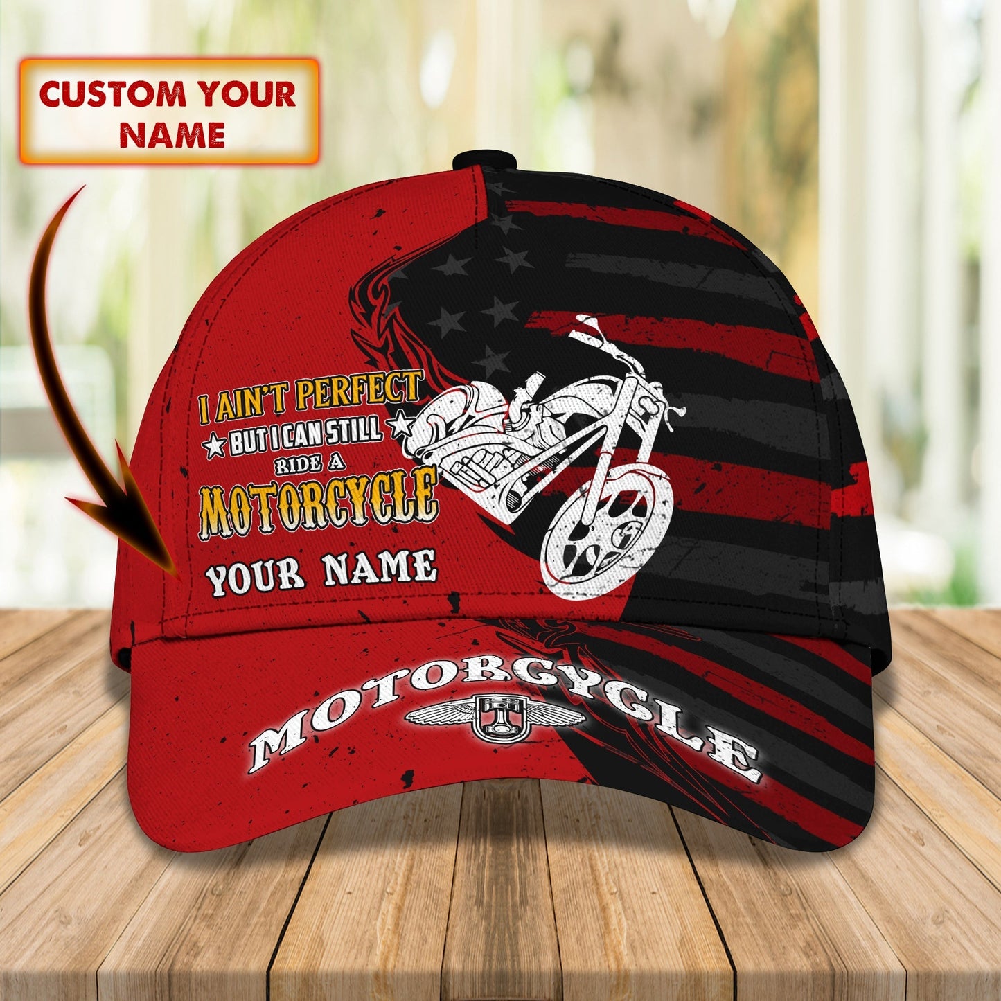 3D Classic Cap Motorcycle Personalized Name Cap 68 Tendpins CA1151