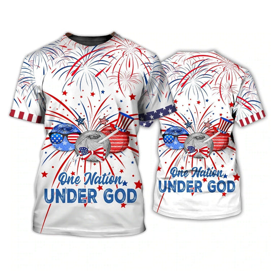 Independence Day Is Coming Crochet One Nation Under God 3D Full Print T Shirt, 3D Hoodie Pride 4Th July Strong American TO0157