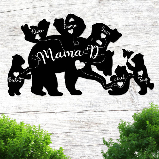 Personalized Mama Bear Metal Wall Decor, Gift For Mother's Day CN0038