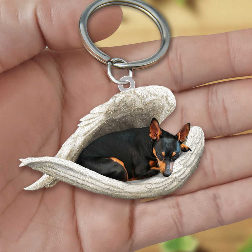 Miniature Pinscher Sleeping Angel Acrylic Keychain Dog Sleeping keychain KO0192