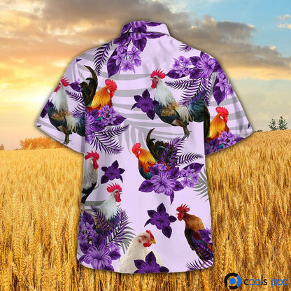 Chicken Hibiscus Hawaiian Shirt, Rooster Hawaii Shirt For Men Women HO4713