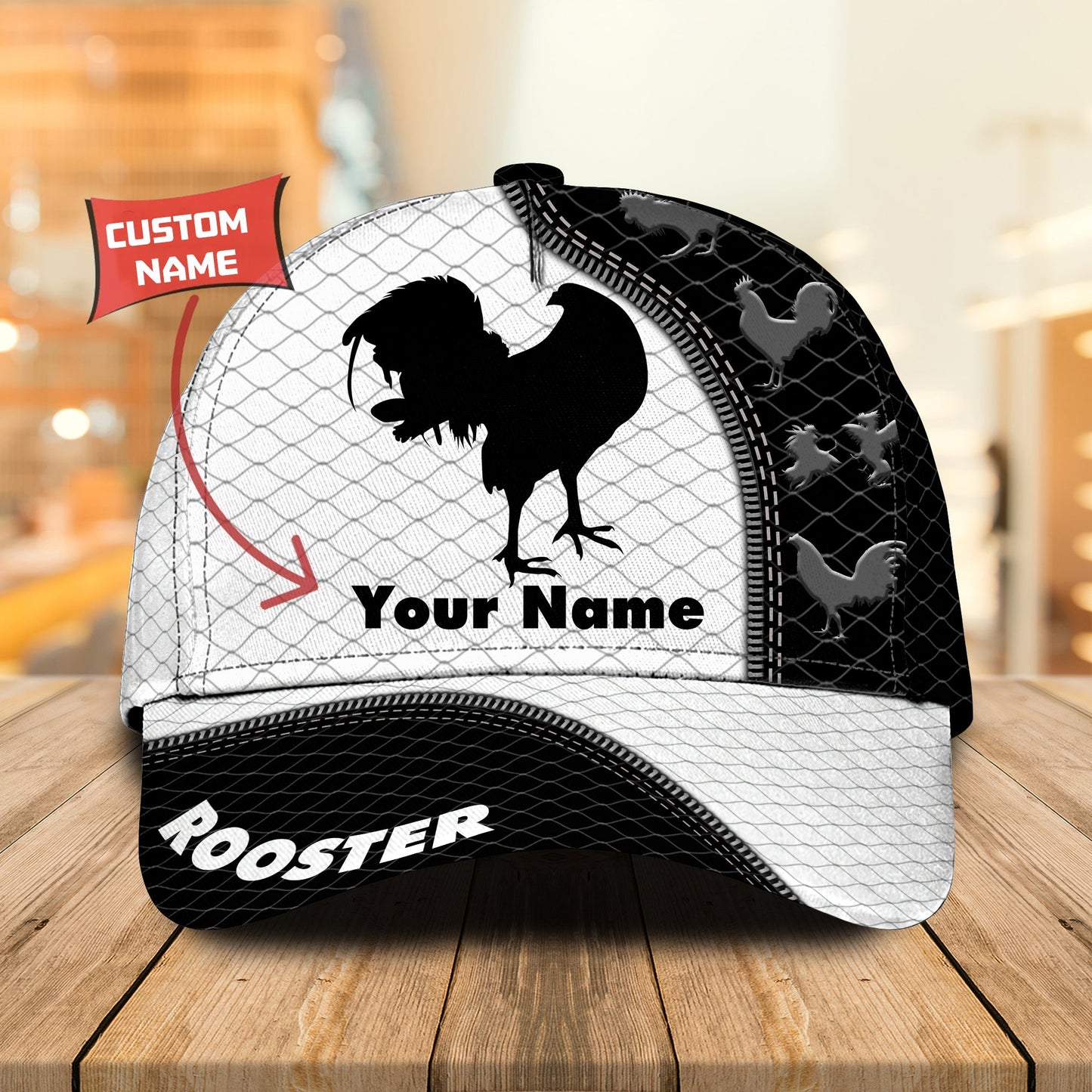 3D Classic Cap Rooster Personalized Name Cap Tendpins CA0740