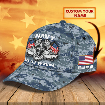 3D Classic Cap Personalized Classic Cap Navy Veteran Tendpins CA2410