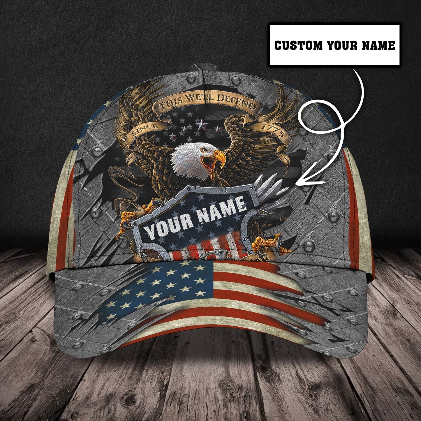 3D Classic Cap Veteran Personalized Name Cap Tendpins CA1186