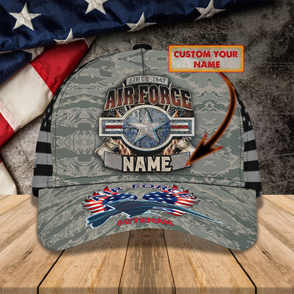 3D Classic Cap Air Force Veteran 2 Personalized Name Cap 430 Tendpins CA1887