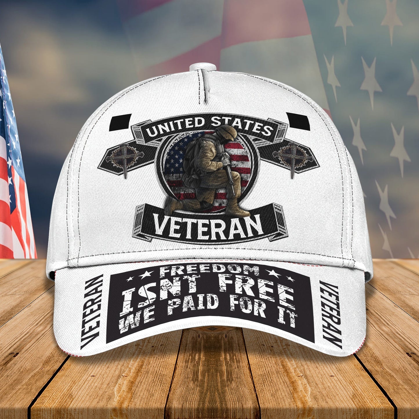 3D Classic Cap Veteran Freedom Personalized Name Cap Tendpins CA1767