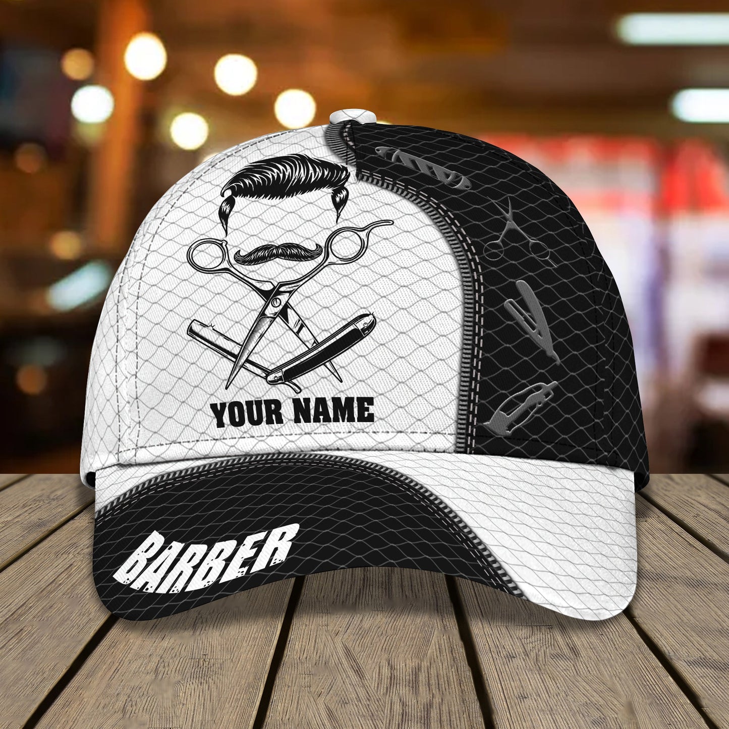 3D Classic Cap Barber Personalized Name Cap 24 Tendpins CA0982