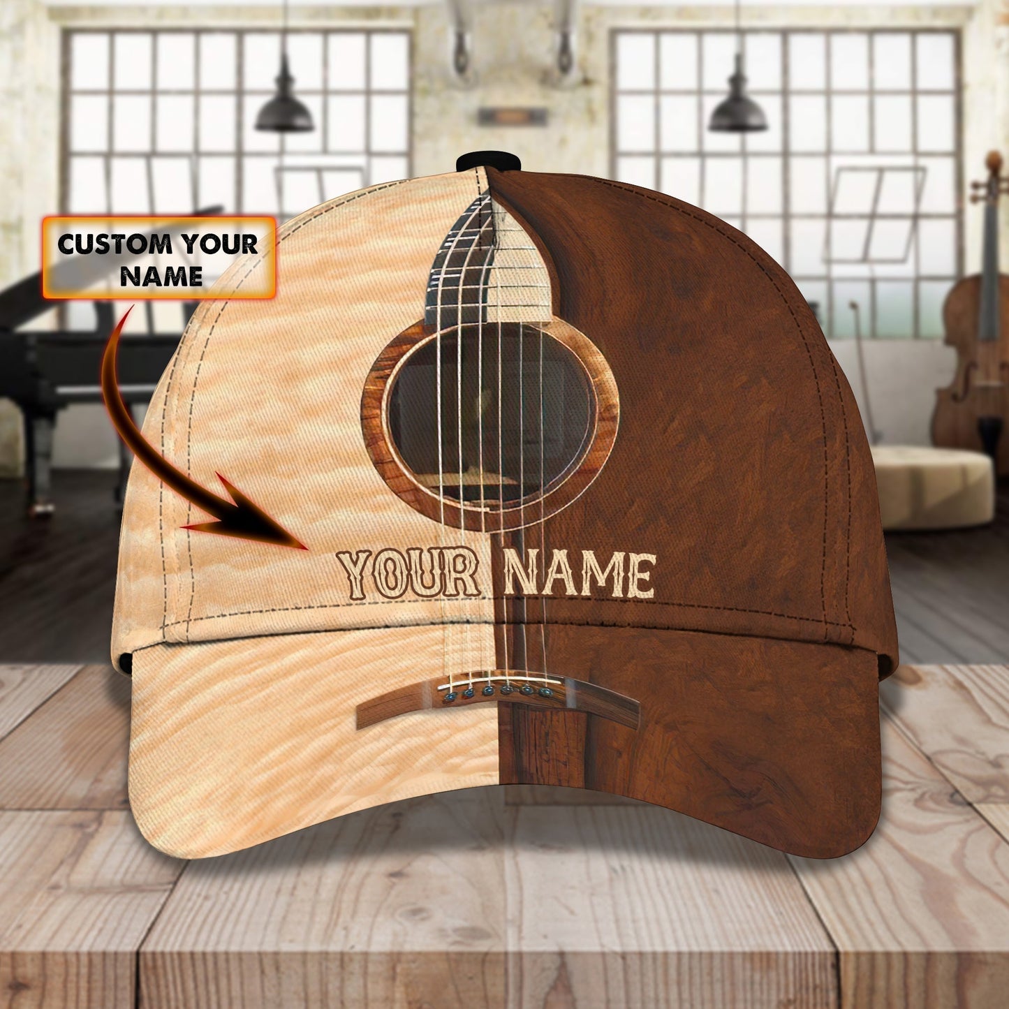 3D Classic Cap Guitar Personalized Name Cap 57 Tendpins CA2389