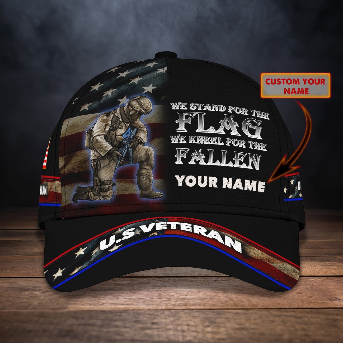 3D Classic Cap Veteran Personalized Name Cap 01 Tendpins CA2446