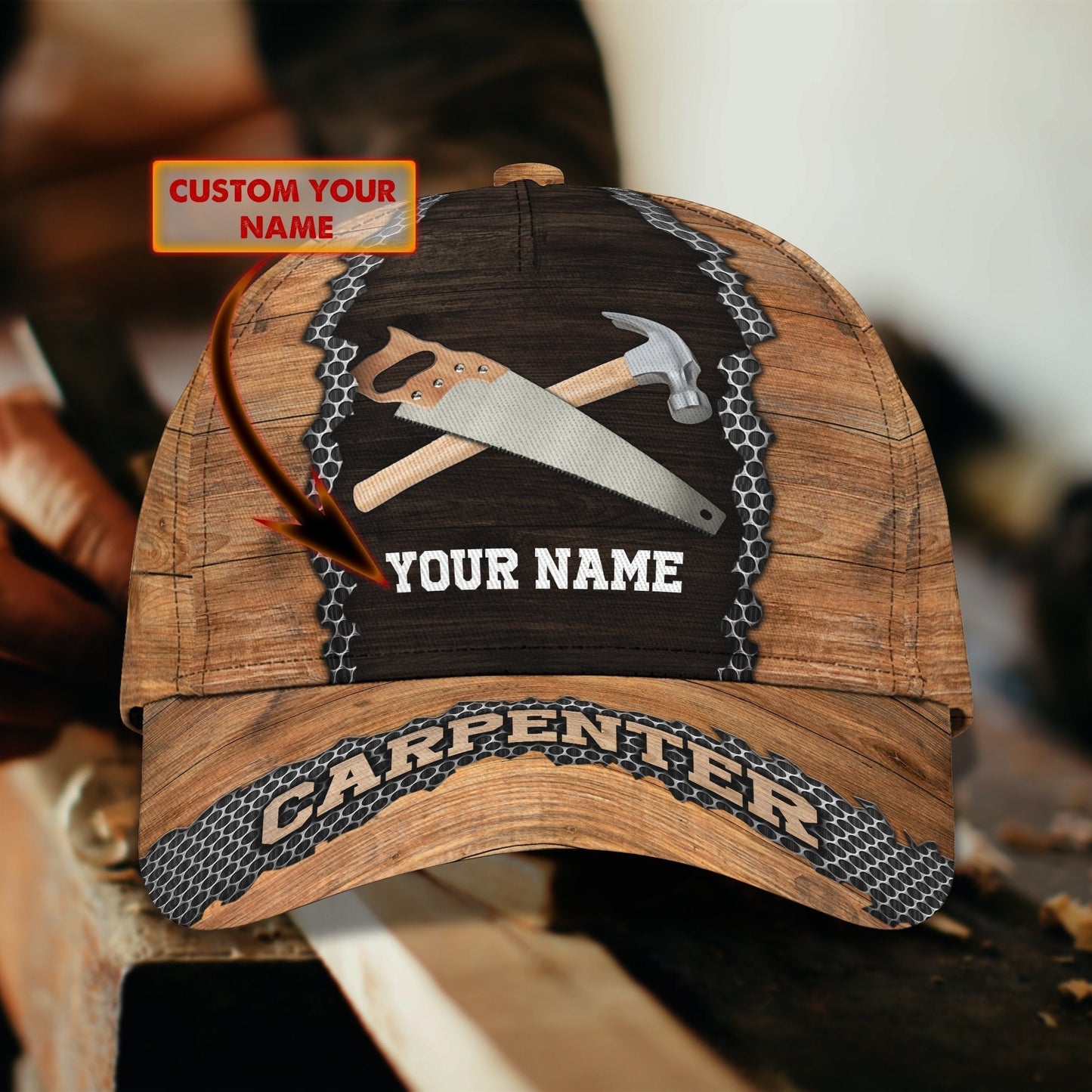 3D Classic Cap Carpenter 3 Personalized Name Cap Tendpins CA1963