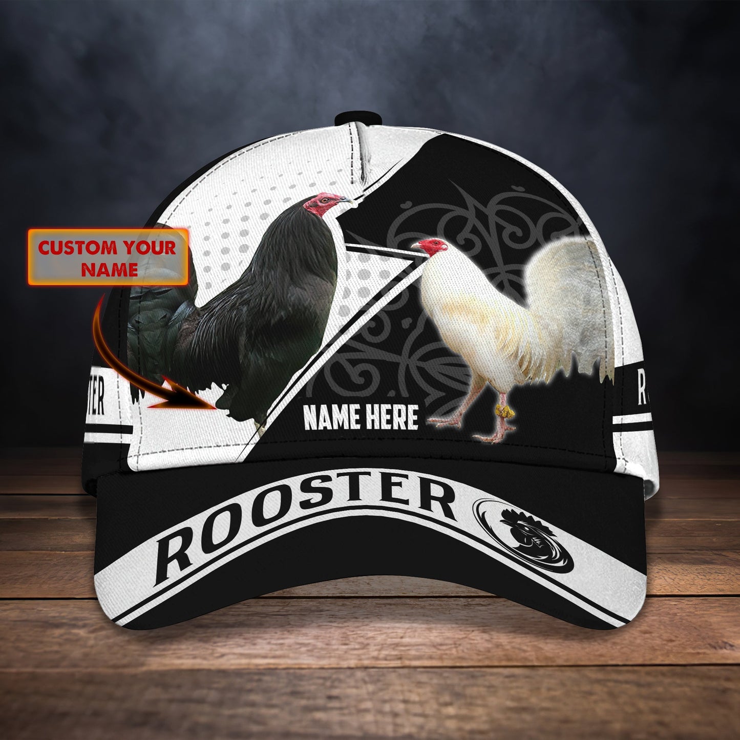 3D Classic Cap Rooster Personalized Name Cap 02 Tendpins CA1287