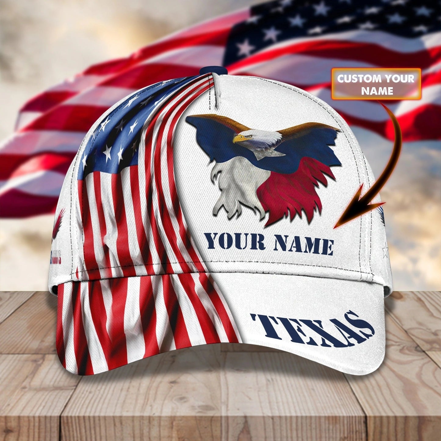 Custom 3D All Over Print Texas Roots Cap Hat, Eagle Texas Classic Cap, Baseball Texas Caps CO0386