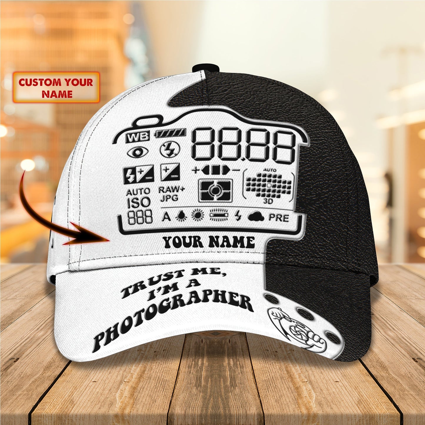 3D Classic Cap Camera7 Personalized Name Cap Tendpins CA1427