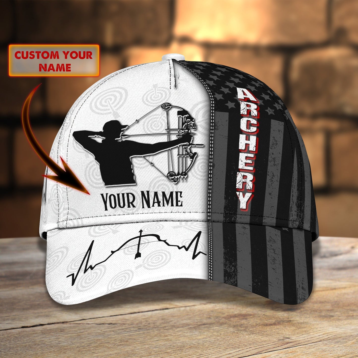 3D Classic Cap Archery Personalized Name Cap Tendpins CA0968