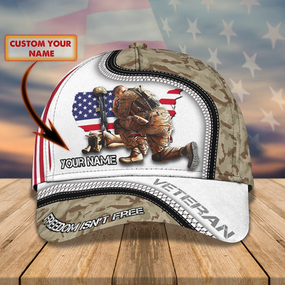 3D Classic Cap Veteran Us Personalized Name Cap Tendpins CA1018