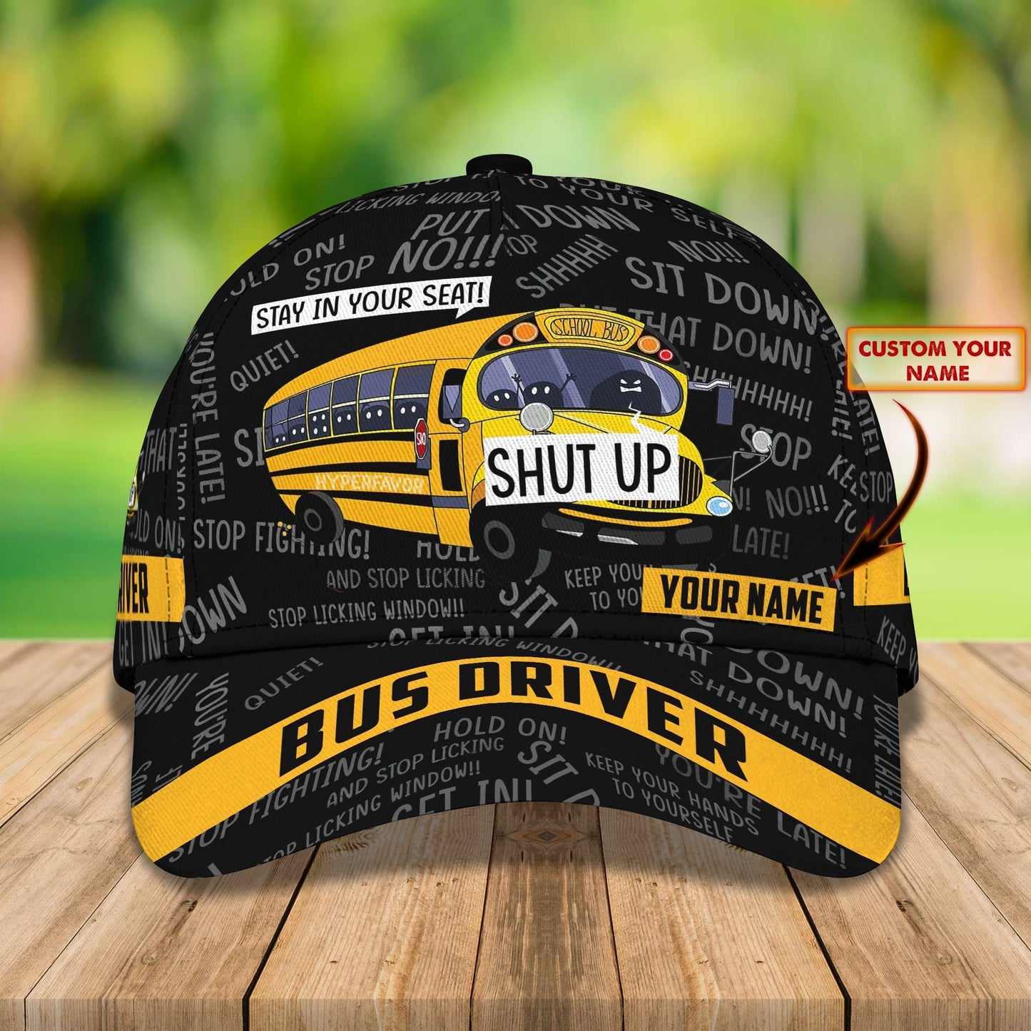 3D Classic Cap School Bus 9 Personalized Name Cap 2 Tendpins CA1666