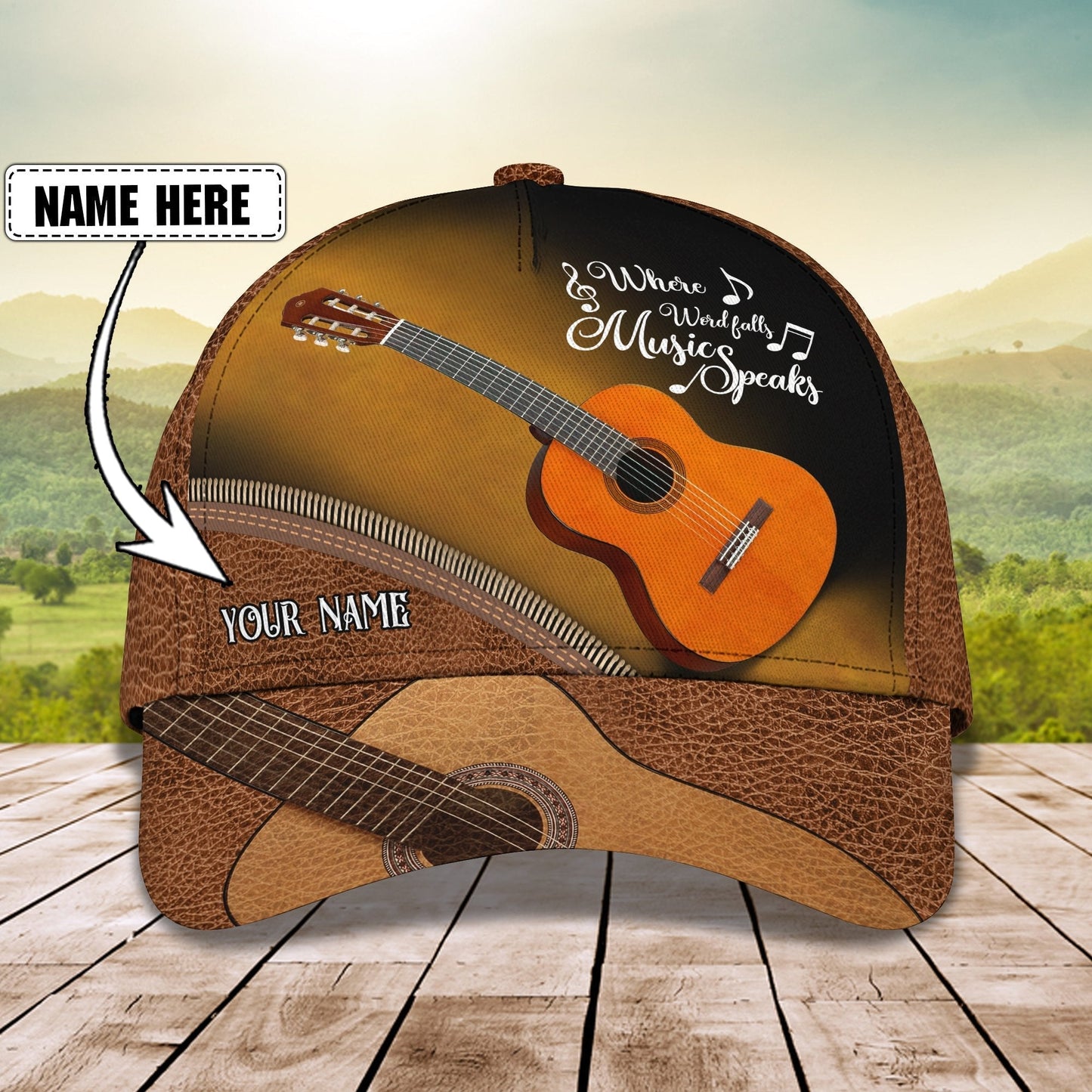 3D Classic Cap Guitar Personalized Name Cap138 Tendpins CA1845