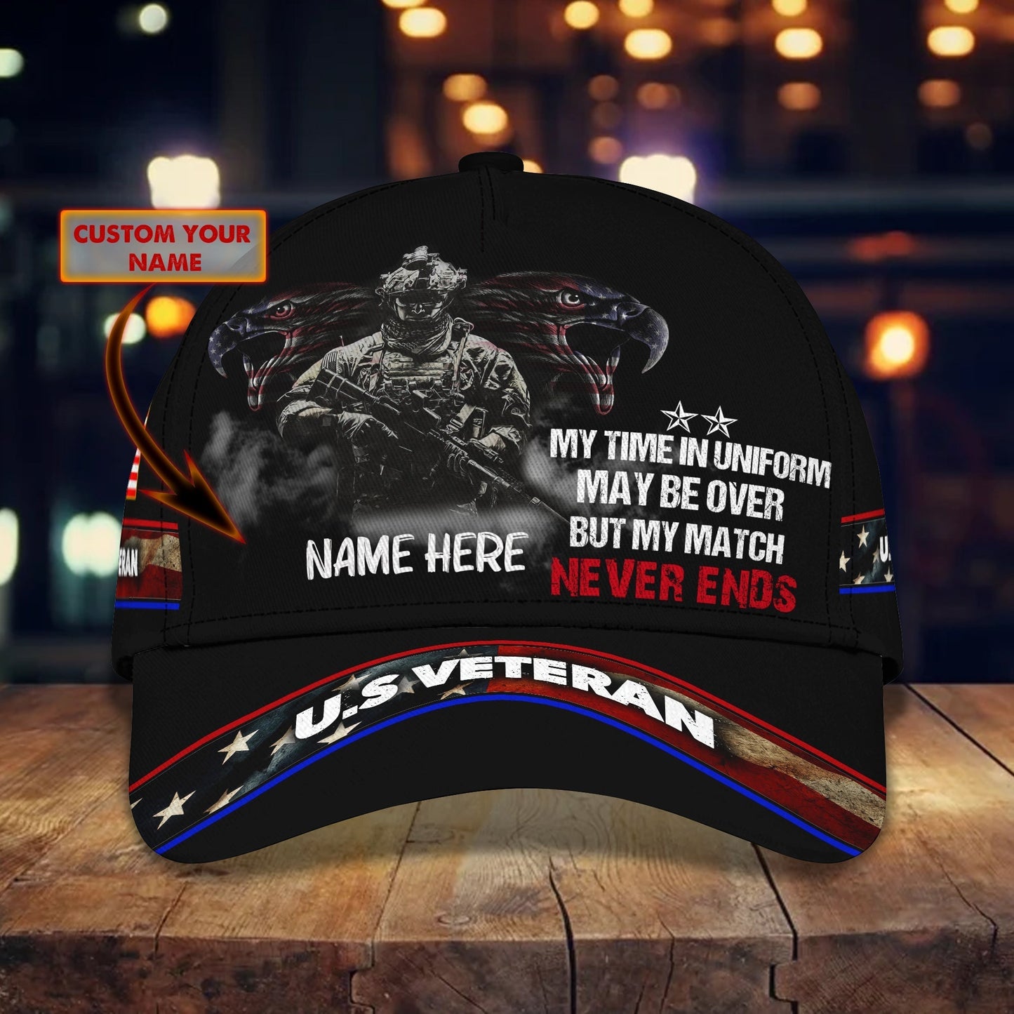 3D Classic Cap Personalized Name Cap 03 Veteran Tendpins CA2448