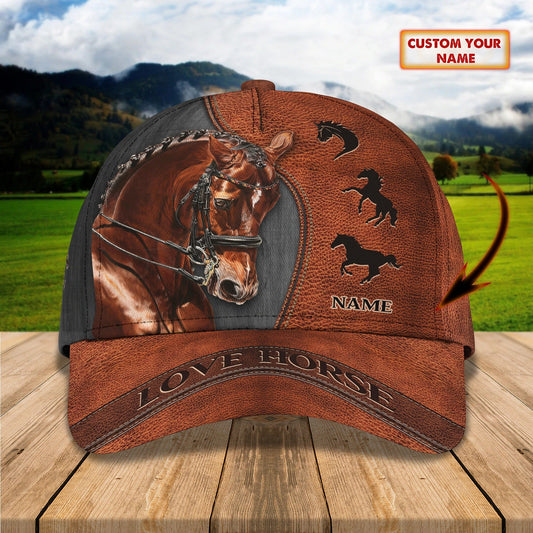 Custom Name Brown Horse Equestrian Printing Baseball Cap Hat, 3D Baseball Horse Caps CO0404