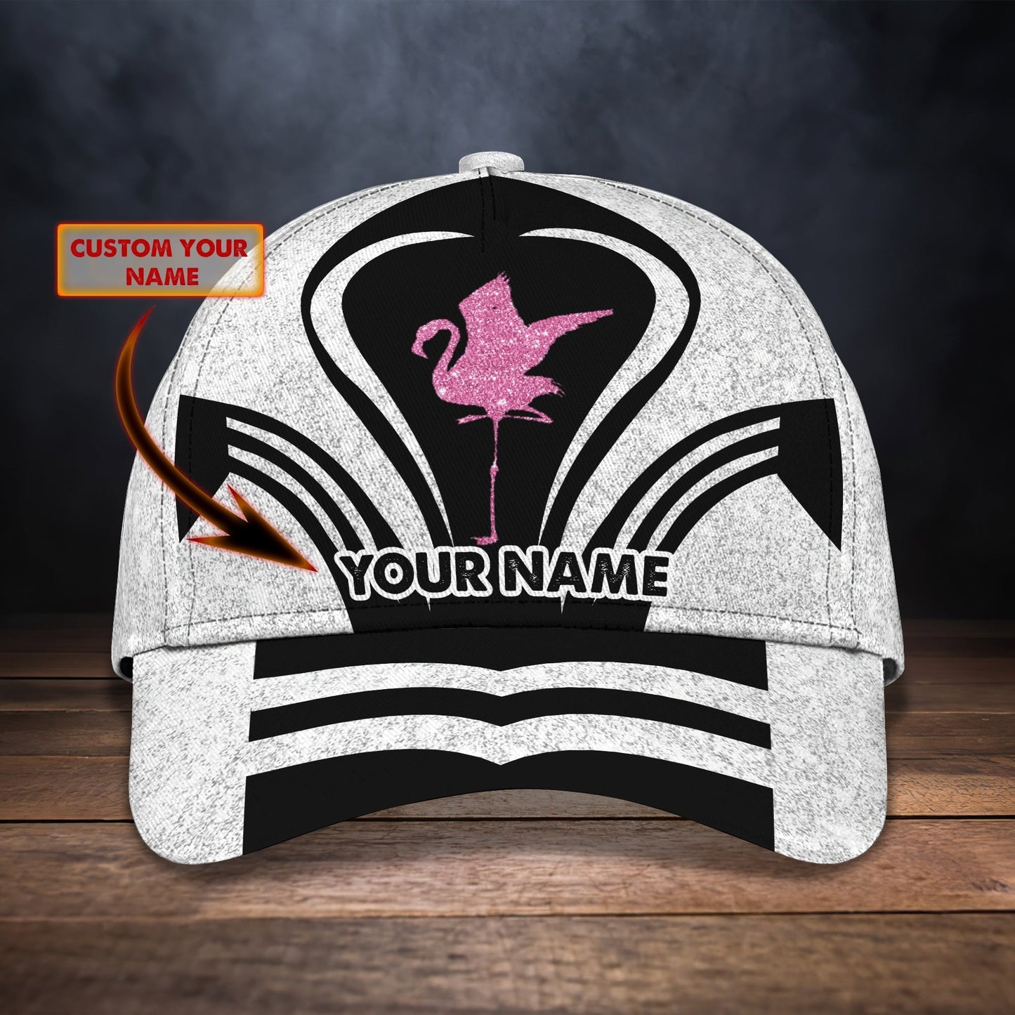 3D Classic Cap Flamingo Personalized Name Cap Tendpins CA1826