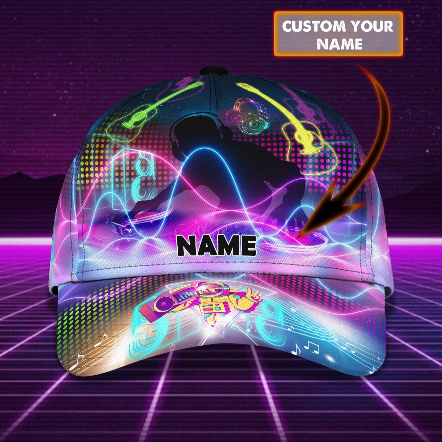 3D Classic Cap Dj Personalized Name Cap Tendpins CA1111