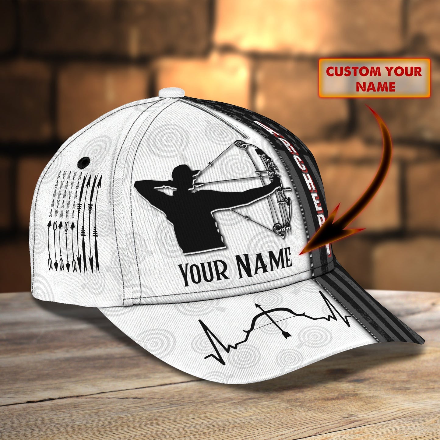 3D Classic Cap Archery Personalized Name Cap Tendpins CA0968