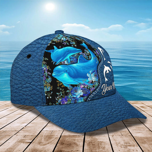 3D Classic Cap Love Dolphins Personalize Name Cap03 Tendpins CA1911