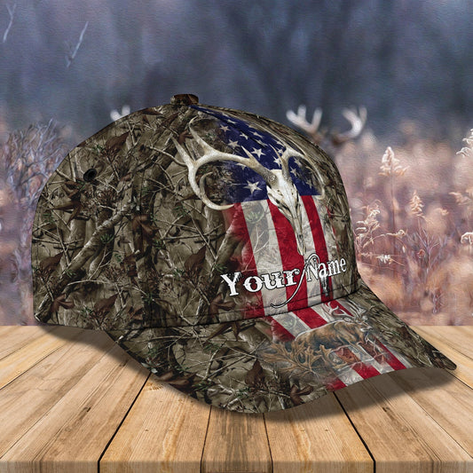 3D Classic Cap Deer Hunting 02 Personalize Name Cap Tendpins CA1375