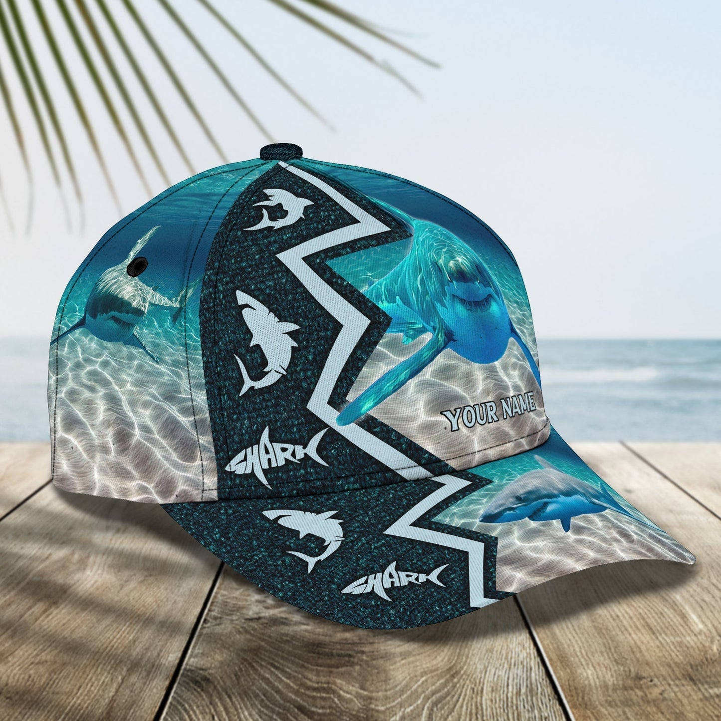 3D Classic Cap Shark Personalized Name Cap Ocean Hat Gift For Shark Lovers Tendpins CA2176