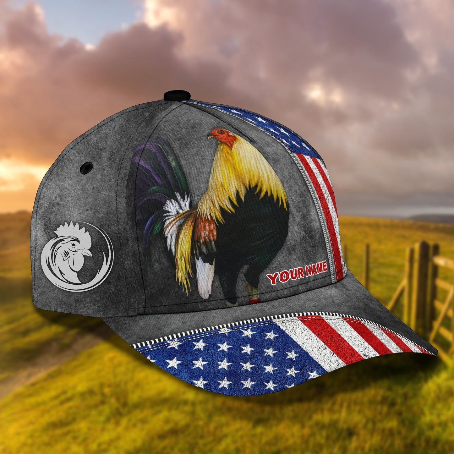 3D Classic Cap Rooster 04 Personalize Name Cap 203 Tendpins CA1068