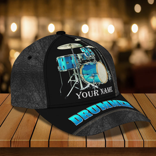 3D Classic Cap Drummer 26 Personalized Name Cap Tendpins CA0815