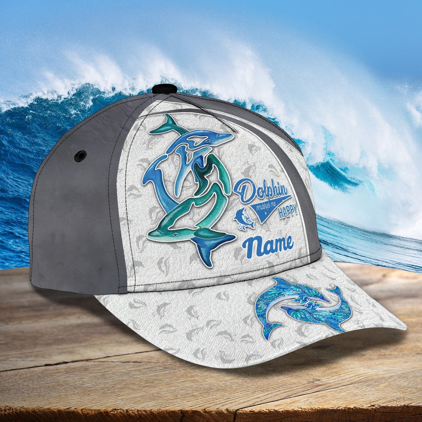 3D Classic Cap Dolphin Personalize Name Cap Tendpins CA1189