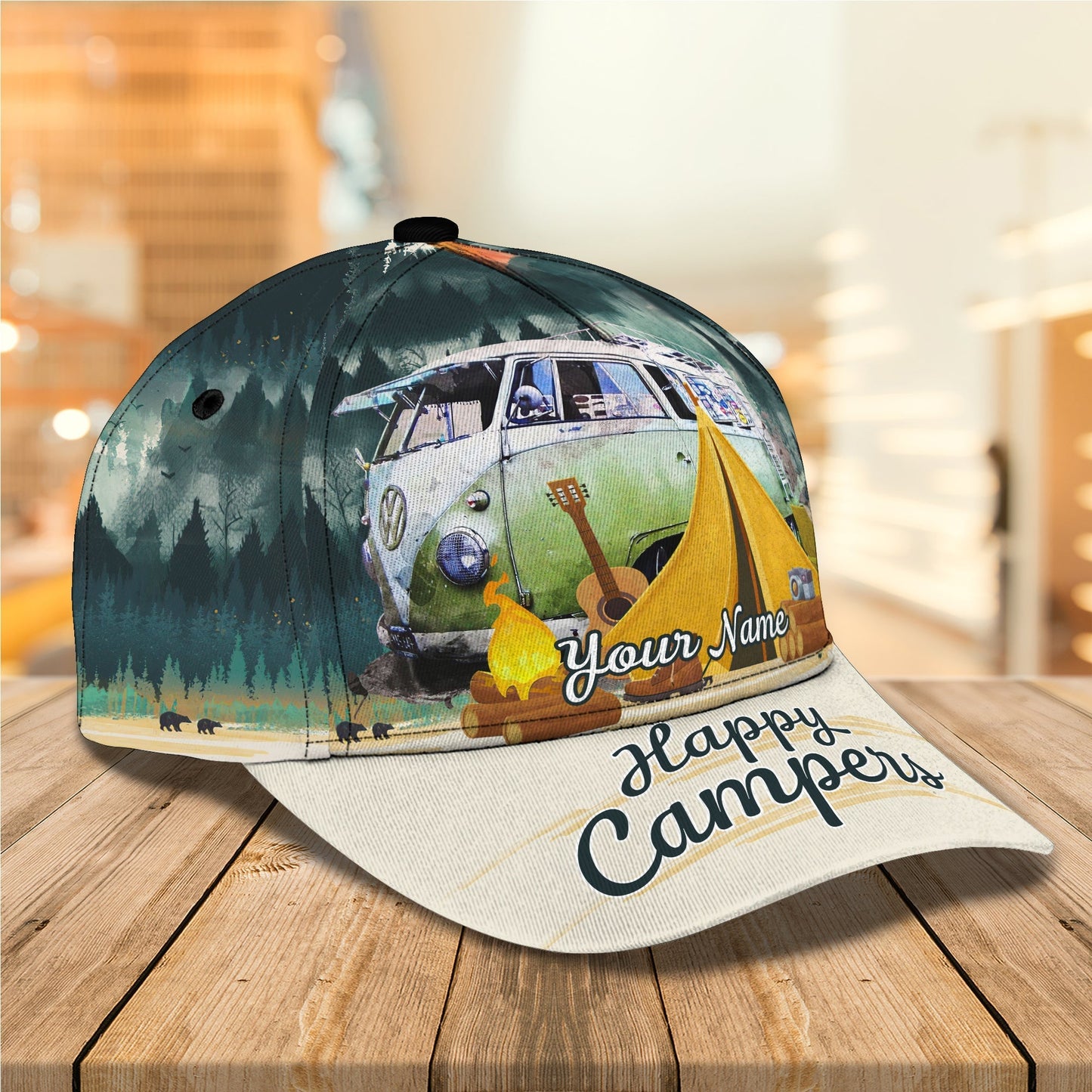 3D Classic Cap Love Camping 01 Personalized Name Cap Tendpins CA1265