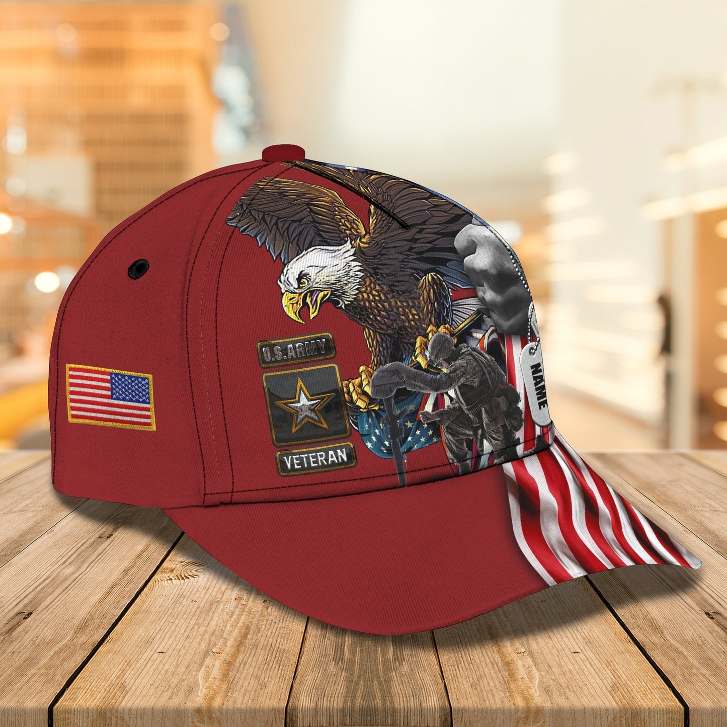 3D Classic Cap Veteran Personalized Name Cap 90 Tendpins CA2465