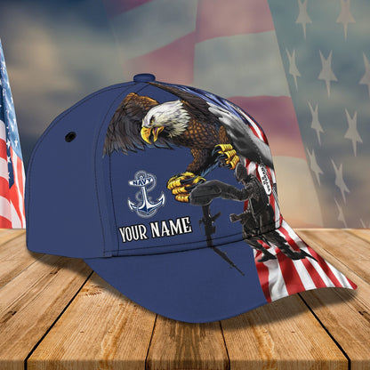 3D Classic Cap Personalized Name Cap Veteran Navy Tendpins CA2295