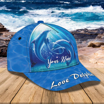 3D Classic Cap Love Dolphin Personalize Name Cap02 Tendpins CA1849