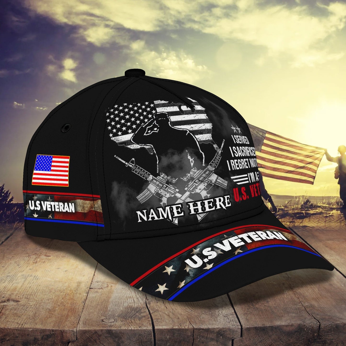 3D Classic Cap Cv98 Personalized Name Cap05 Veteran Tendpins CA1728