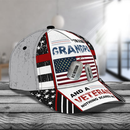 3D Classic Cap I'M A Dad Grandpa And A Veteran Personalized Name Cap Tendpins CA1810