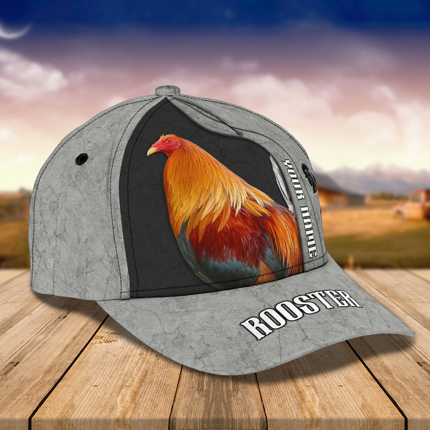 3D Classic Cap Rooster Personalized Name Cap 20 Tendpins CA0840