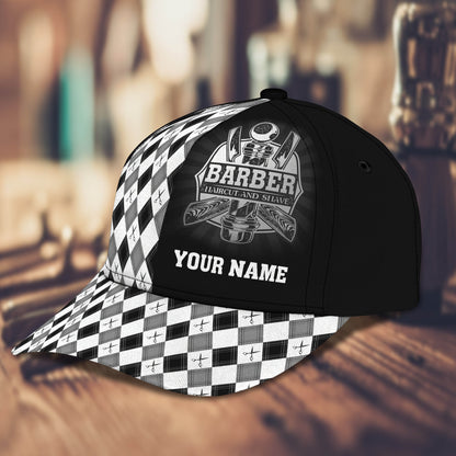 3D Classic Cap Barber Personalized Name Cap Tendpins CA0844