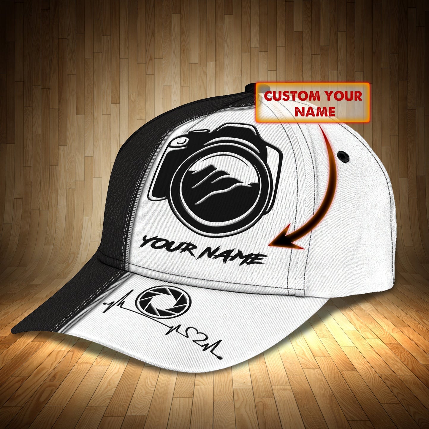 3D Classic Cap Camera Personalized Name Cap Tendpins CA1389