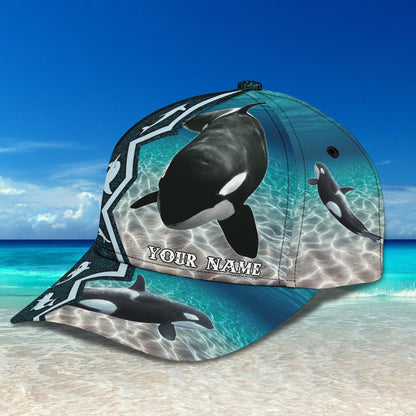 3D Classic Cap Killer Whale Personalized Name Cap PtTendpins CA1414